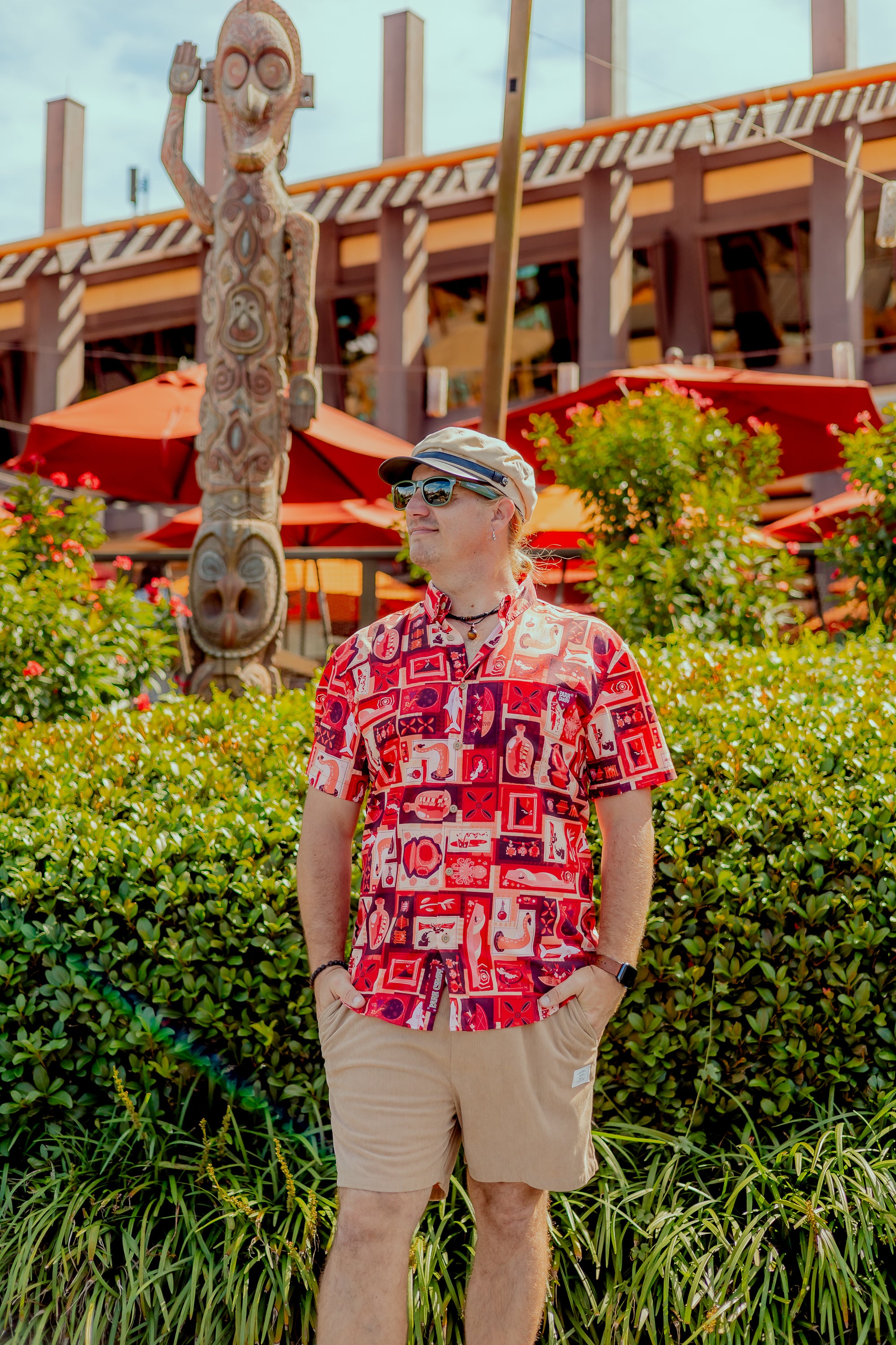 Red Lava Tiki Tiki Button Up Shirt