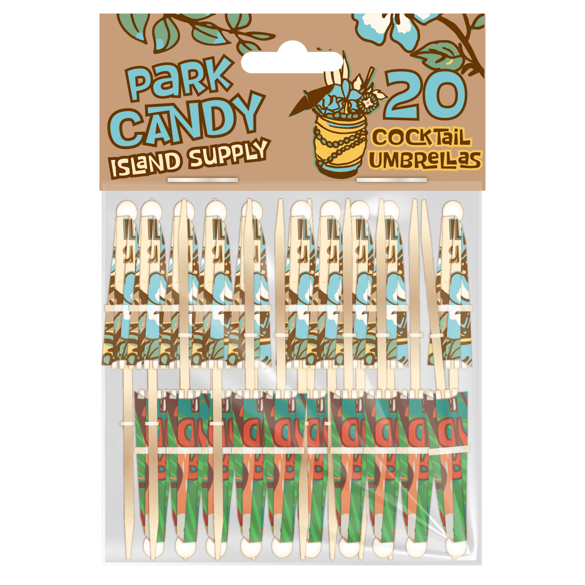 Park Candy Island Supply x Tiki - a - Go - Go Cocktail Umbrellas (20 - Pack) | Park Candy