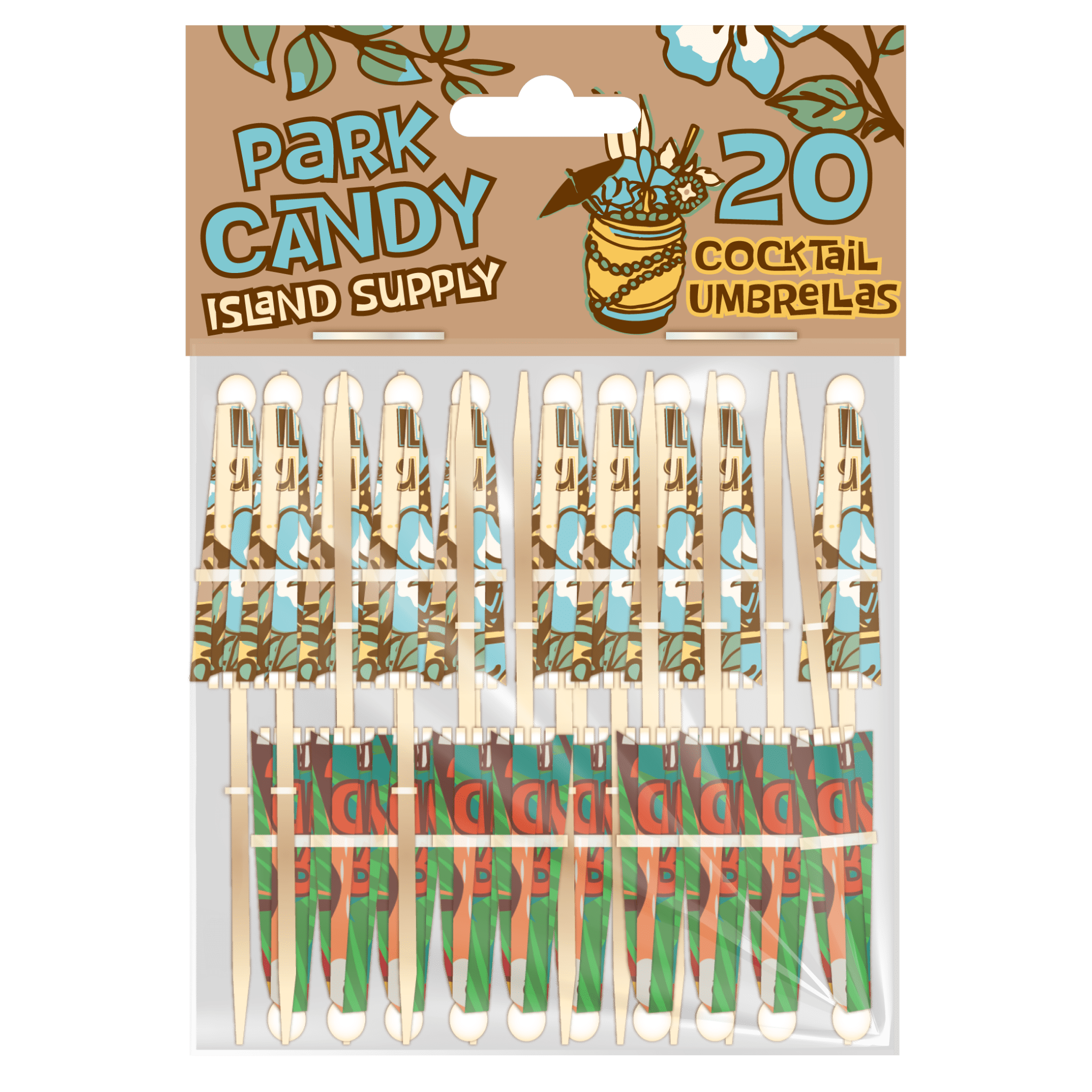 Park Candy Island Supply x Tiki - a - Go - Go Cocktail Umbrellas (20 - Pack) | Park Candy