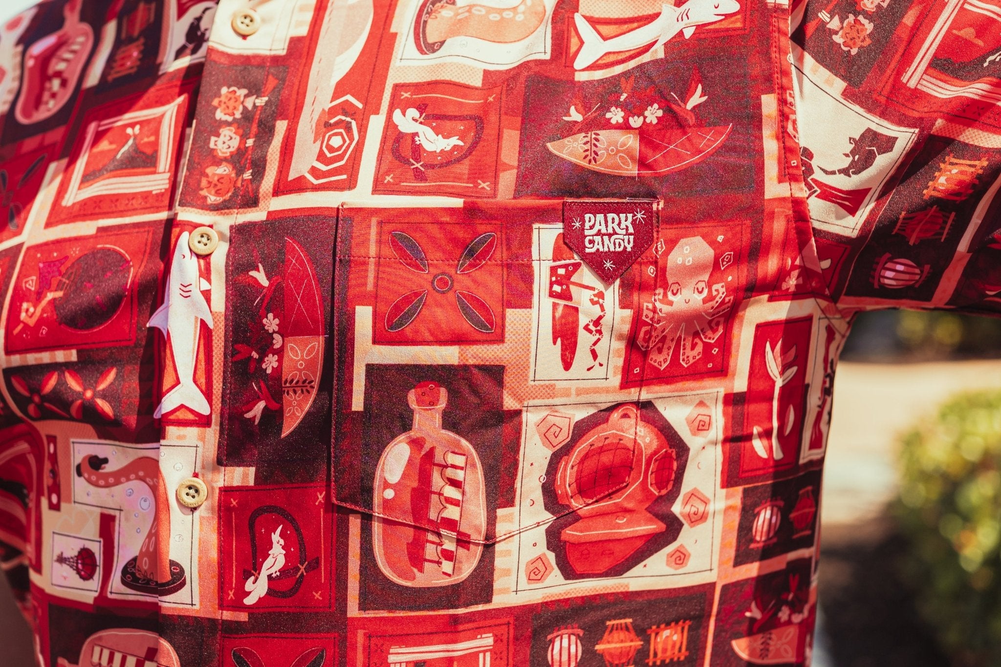 Red Lava Tiki Tiki Button Up Shirt | Park Candy