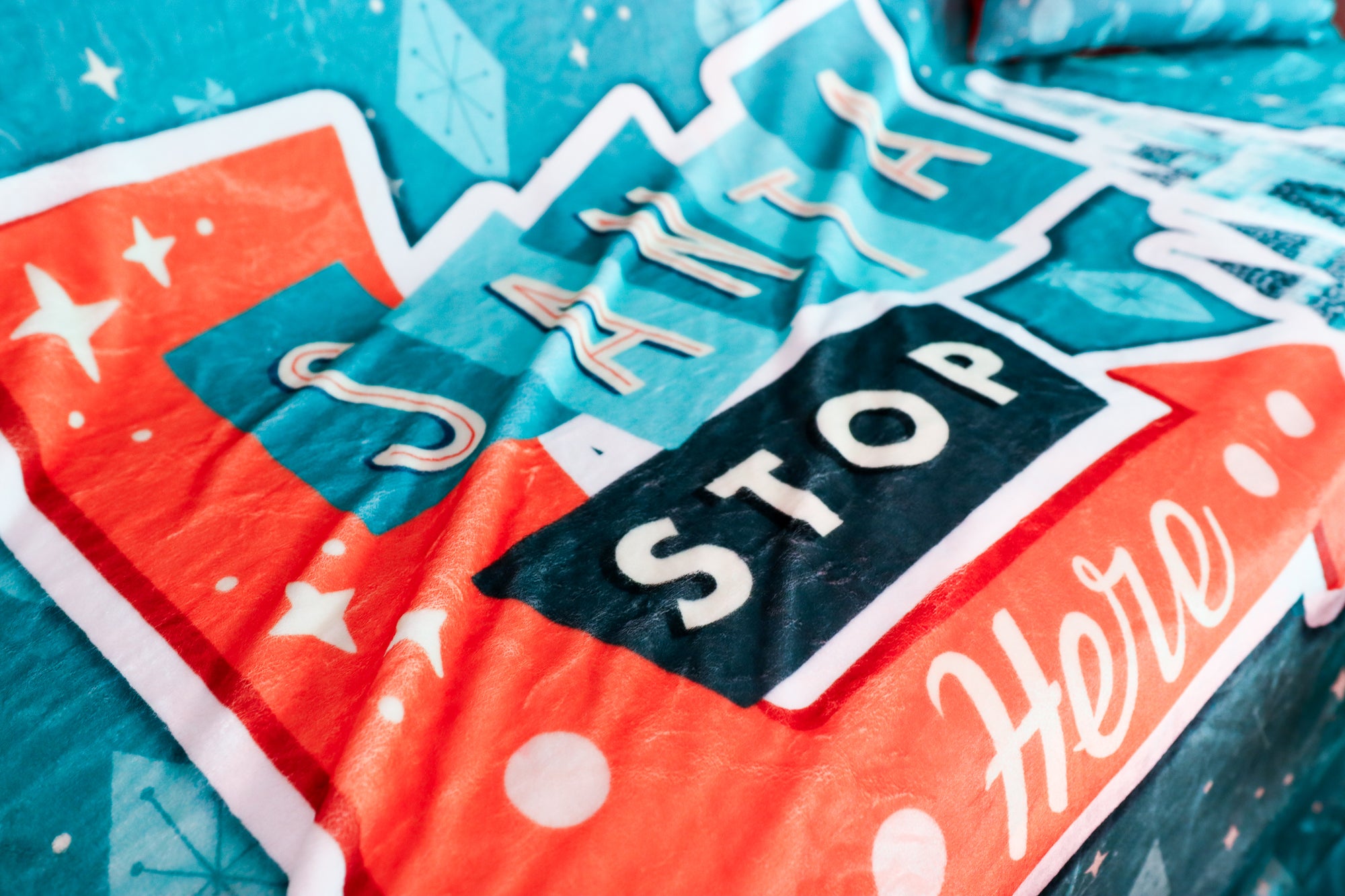 Santa Stop Here Minky Fleece Blanket - Park Candy