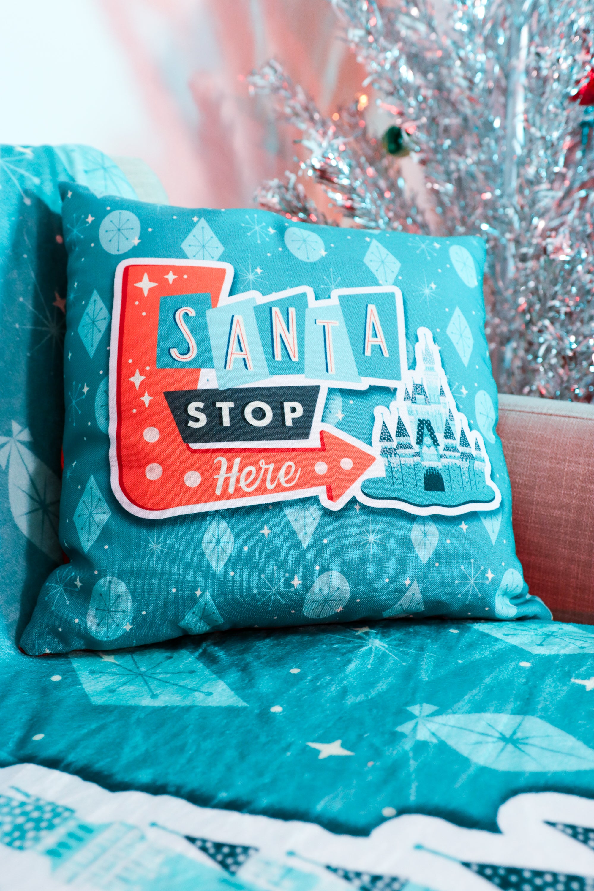 Santa Stop Here Throw Pillow - Park Candy
