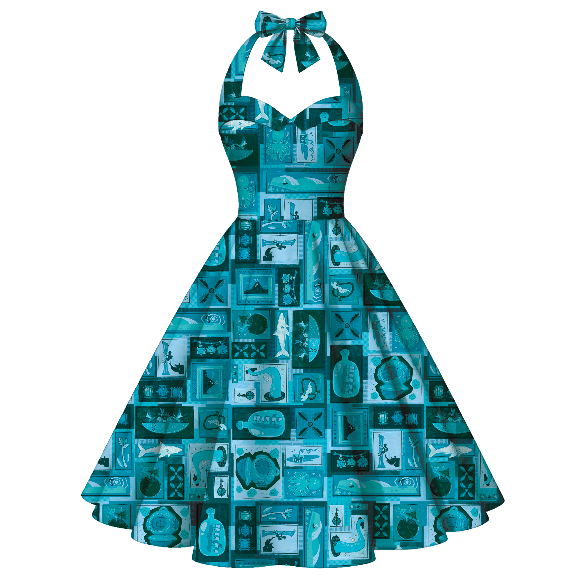 Blue Hawaii Tiki Tiki Sweetheart Swing Dress 4XL Blue Hawaii Tiki Tiki Sweetheart Swing Dress 4XL