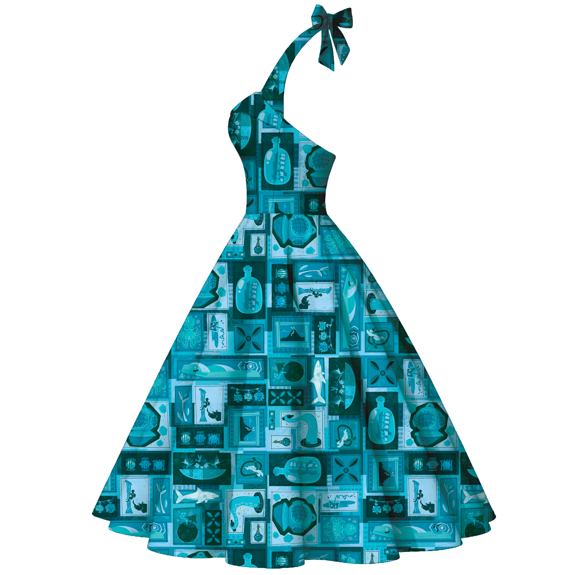 Blue Hawaii Tiki Tiki Sweetheart Swing Dress | Park Candy