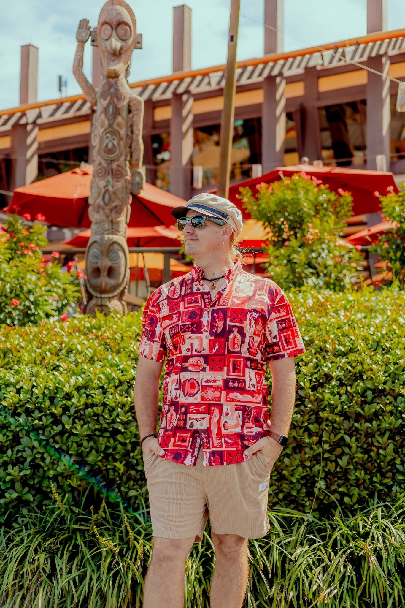 Red Lava Tiki Tiki Button Up Shirt | Park Candy