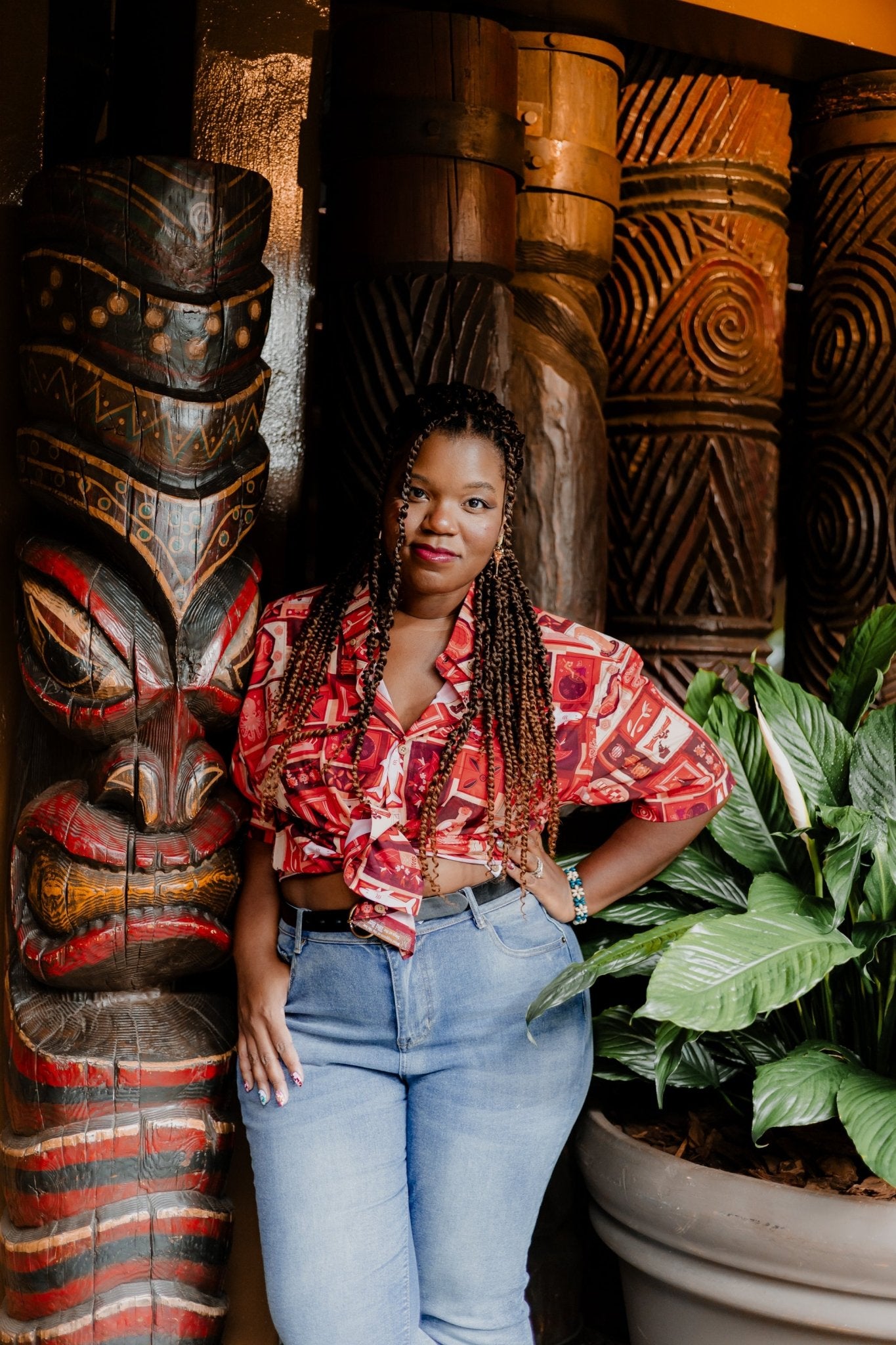 Red Lava Tiki Tiki Button Up Shirt | Park Candy