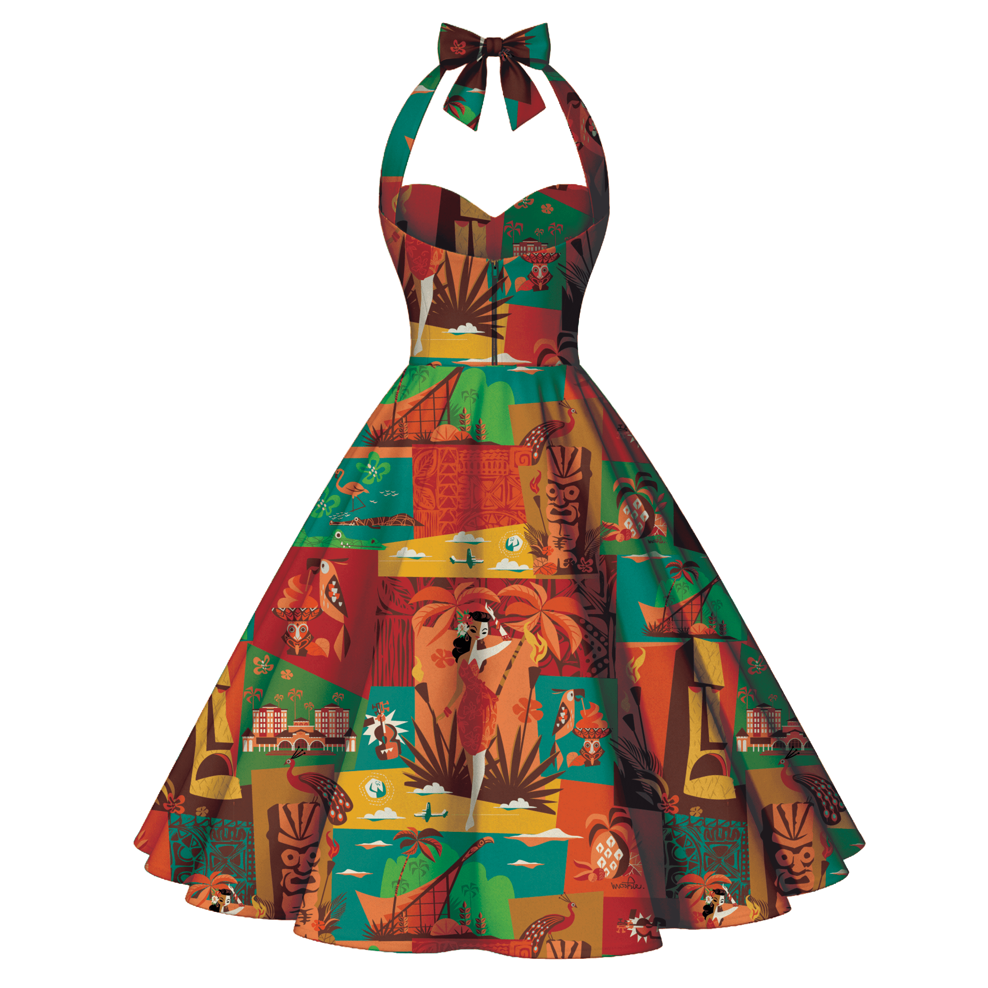 Tiki-A-Go-Go Sweetheart Swing Dress Park Candy Tiki-A-Go-Go Sweetheart Swing Dress Park Candy