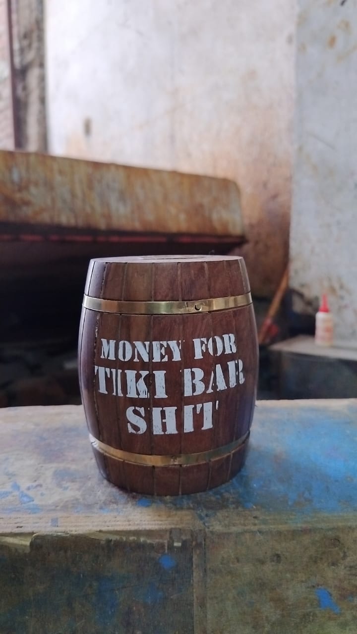 Tiki Bar Sh*t Rum Barrel Money Bank | Park Candy