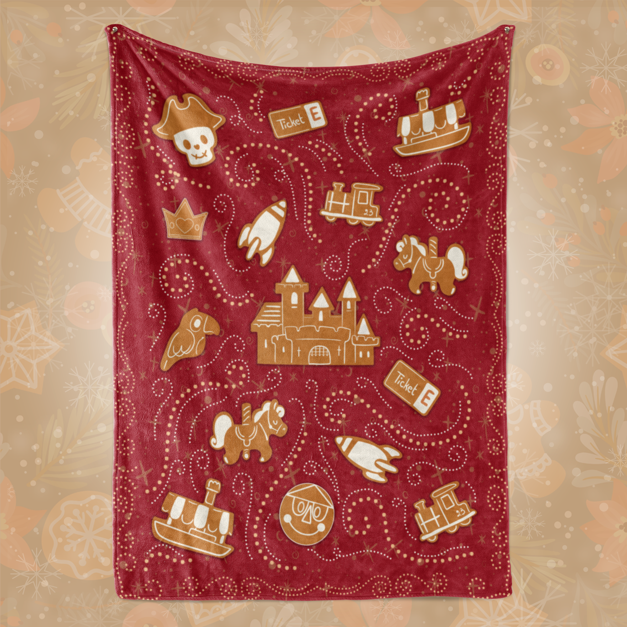 Gingerbread Minky Fleece Blanket - Park Candy