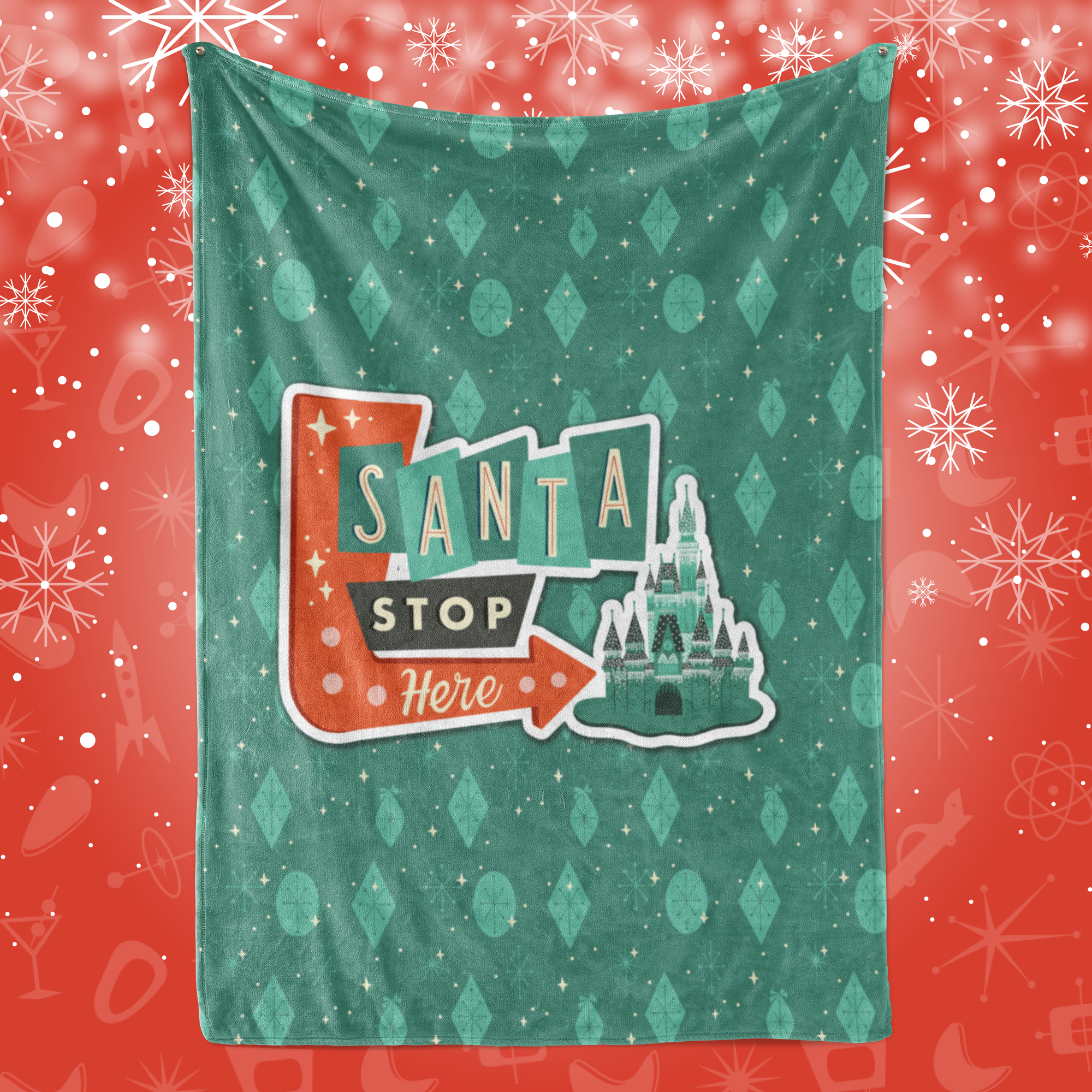 Santa Stop Here Minky Fleece Blanket - Park Candy