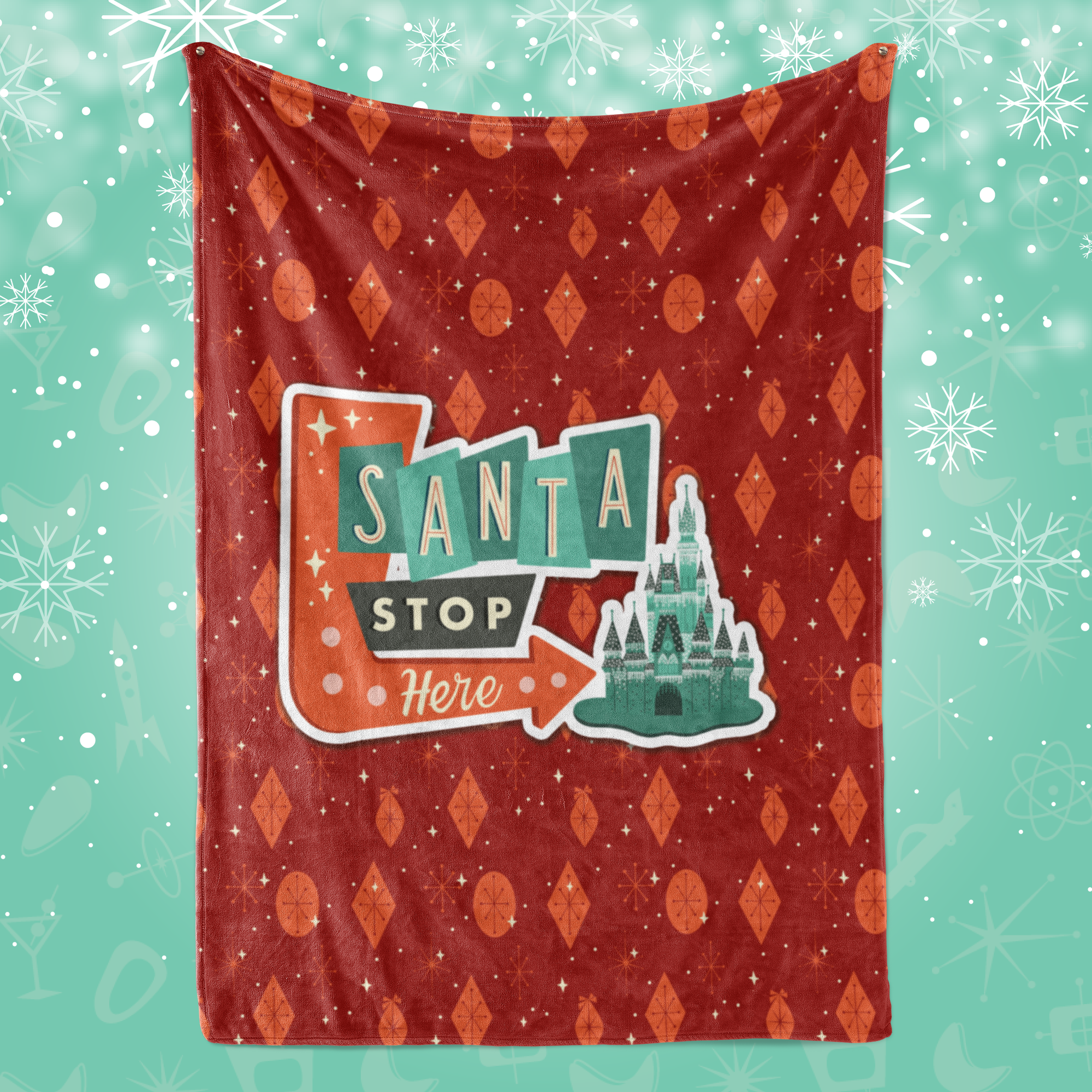 Santa Stop Here Minky Fleece Blanket - Park Candy