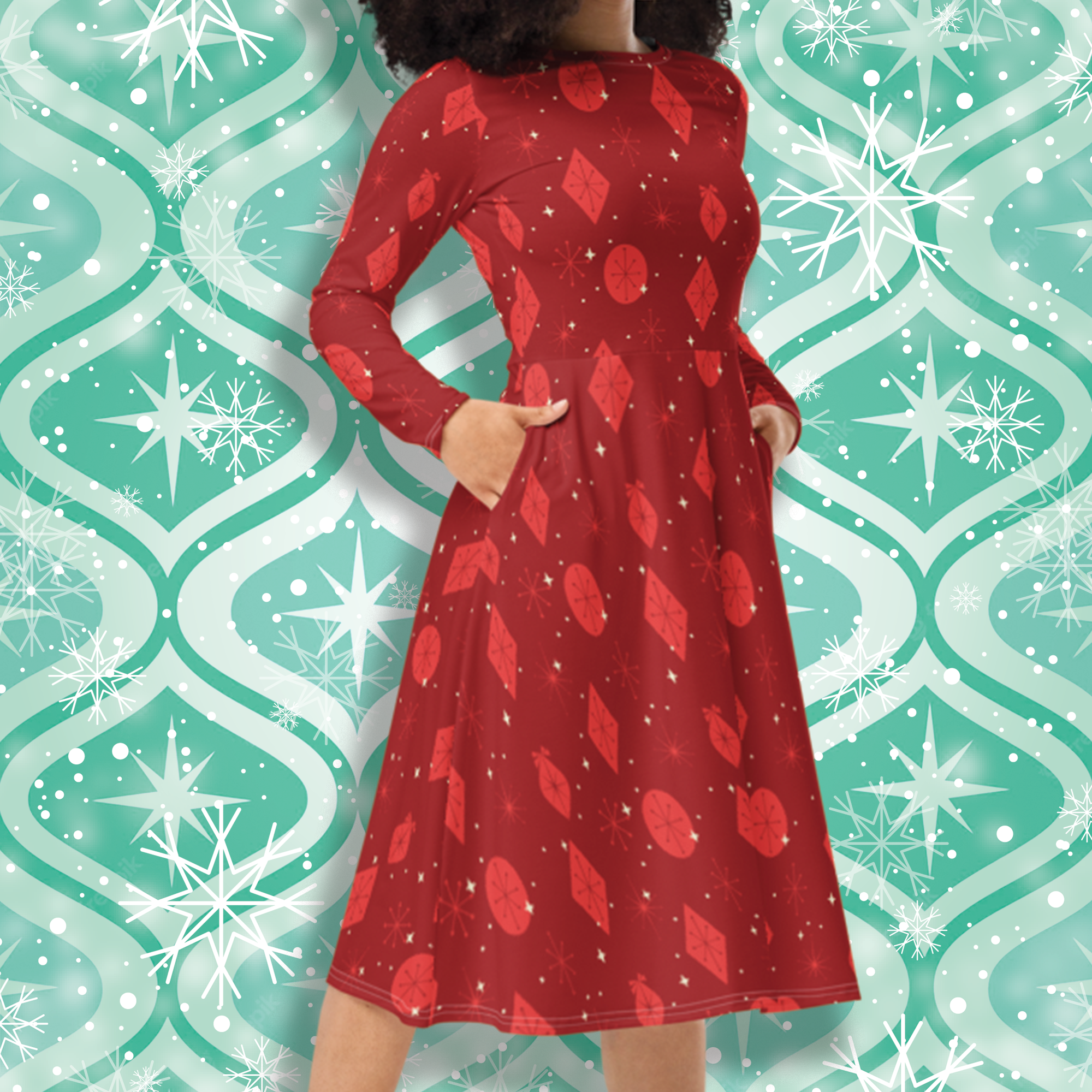 Santa Baby Long Sleeve Midi Dress - Park Candy