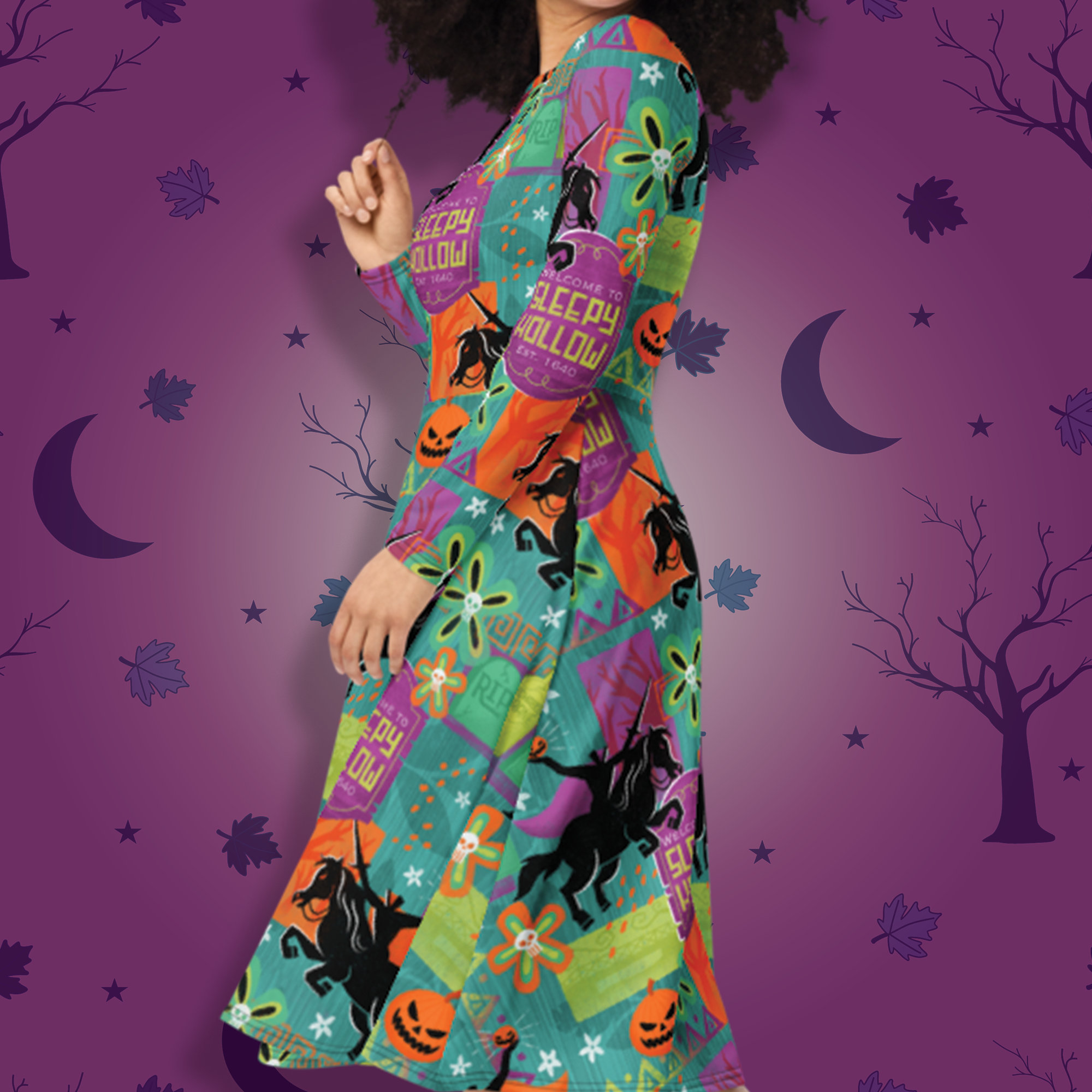 Sleepy Hollow Long Sleeve Midi Dress - Park Candy